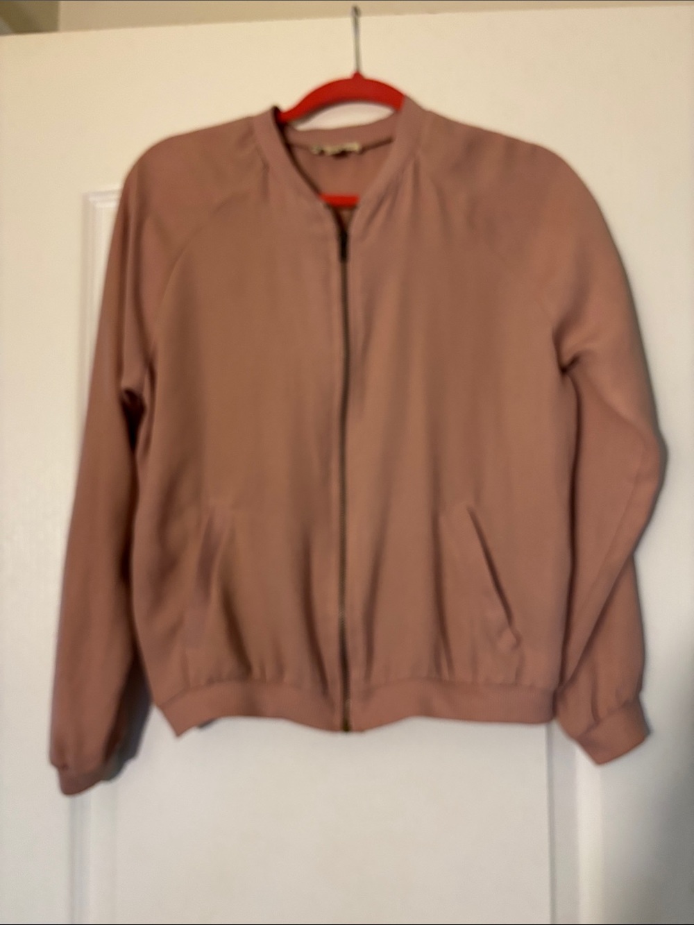 About A Girl Dusty Rose Zip-Front Bomber Jacket